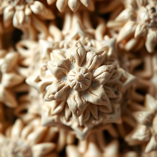 Close up of a ceramic sculpture with intricate patterns