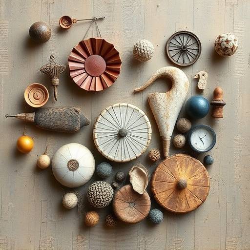 Contemporary mixed media piece incorporating found objects and acrylic paint.