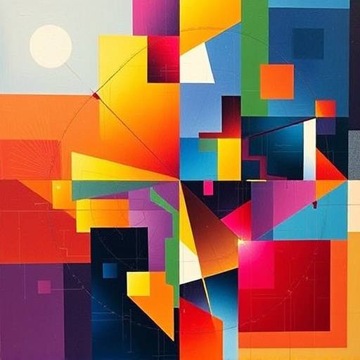 David Ramirez's abstract painting with vibrant colors and geometric shapes
