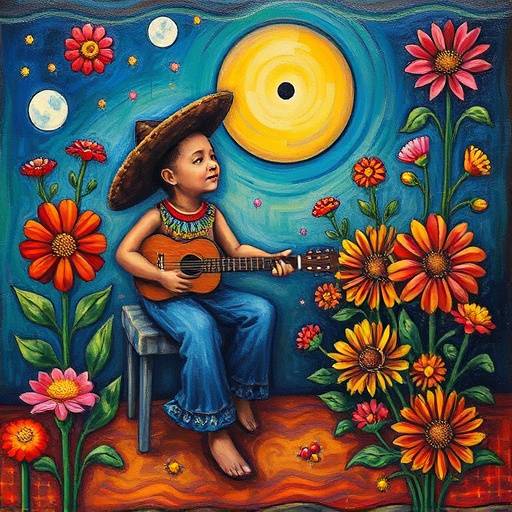 David Ramirez's painting inspired by Mexican folk art