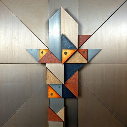 Marcus Johnson's abstract metal sculpture with geometric shapes